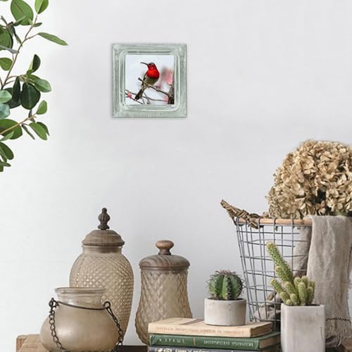 CVHOMEDECO. 4x4 Picture Frame Made of Solid Wood High Definition Glass Rustic Vintage Designs Small Photo Frame for Tabletop Display and Wall Mounting, Distress Grey - color: Distress Grey A, size: 4" X 4"