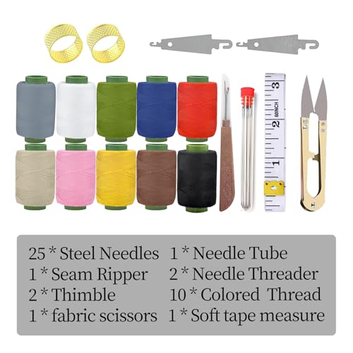 Obear 43-Piece Sewing Kit for Adults and Beginners,Big Eye Stainless Steel Sewing Needles Kit for Hand Sewing with Needle Threader and Seam Ripper - style: 43 Pcs Steel Sewing Needles Kit
