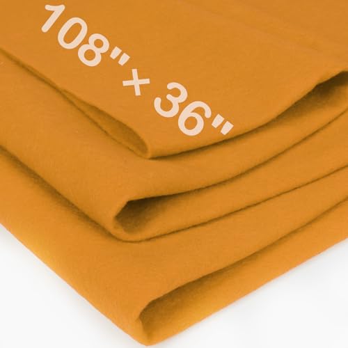 XSEINO Antique Gold Large Felt Fabric 108" X 36 "(3 Square Yards), 1.4 mm Thick Soft Felt Fabric Sheet for Crafts, Yellow Series Colors Soft Nonwoven Fabric, Fit for Decoration, Sewing, DIY Crafts - color: Antique Gold