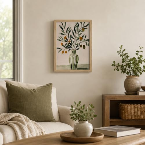 Framed Vintage Olive Branch Canvas Wall Art for Kitchen Bathroom Wall Decor - color: Olive Branch, size: 16"L x 12"W