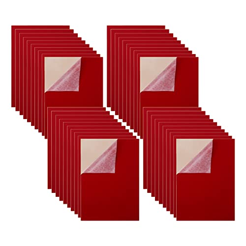 Mesheshe 40pc Self-Adhesive Fabric, Peel & Stick DIY Art & Craft Felt, A4 Size (Red) for Drawer/Jewelry Box Liner - color: Red, size: 40PCS