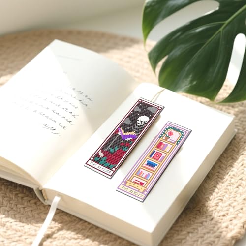 FREEBLOSS 6 Set 11CT Cross Stitch Bookmark Kit 8"x2.4" Tarot Theme - style: Tarots