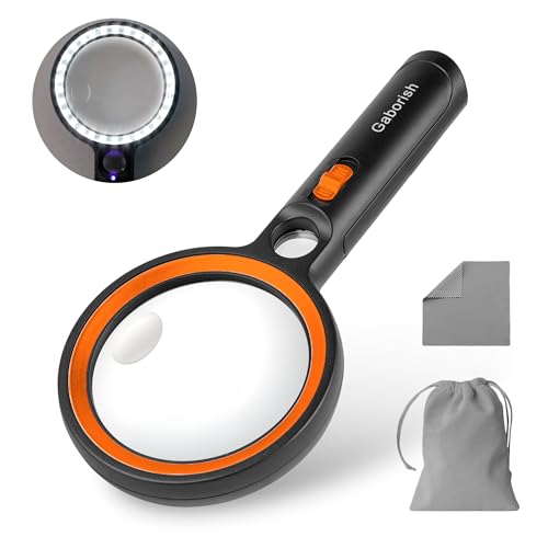 Magnifying Glass with 30 LED Lights, 10X 20X 45X Handheld Illuminated - color: Black & Orange