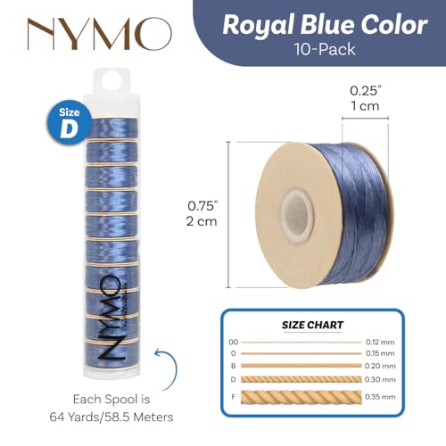 The Beadsmith Nymo Thread, Made of Nylon - size: Size D, 64 Yards, style: Royal Blue
