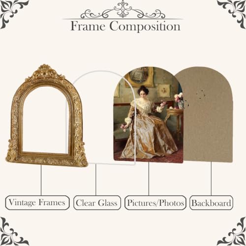 Vintage Picture Frames 5x7 Ornate Bronze Antique Picture Frames for Wall and Tabletop Vintage Photo Frame Victorian Home Decor Gallery Wall Decor in Arch Shape - color: Bronze, size: 5x7