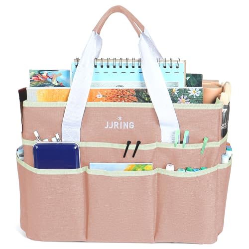 JJRING Craft Organizer Tote Bag Large Art Storage Caddy Beige - color: Beige, size: Large