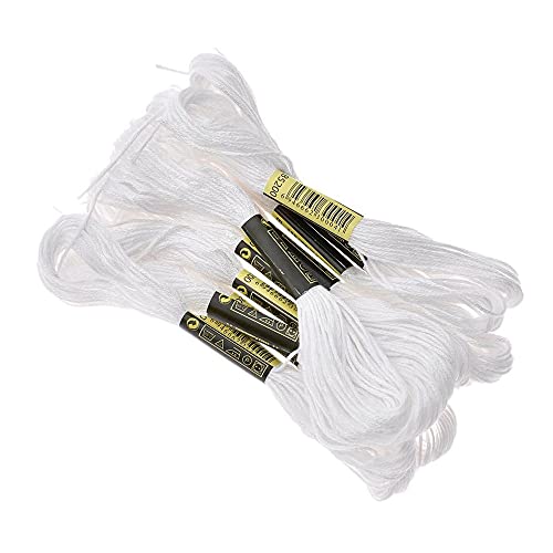 Embroidery Floss Kit-24 Skeins Premium Cross Stitch Thread for Knitting, Embroidery Stitching and Cross Stitch Project - color: White