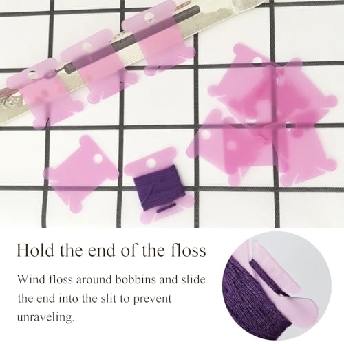 150Pcs Plastic Embroidery Floss Bobbins, Pink Plastic Floss Bobbins Embroidery Floss Cards Embroidery Thread Organizer Cross Stitch Floss Bobbin Plastic Bobbin for Embroidery Floss, SATONBEYI - color: Pink