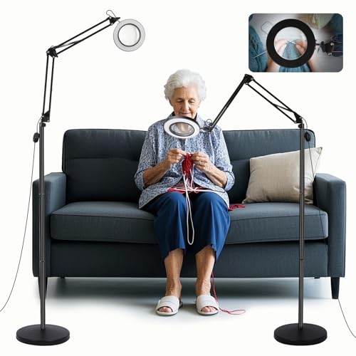 ZABOUL 10X Magnifying Floor Lamp, 3-in-1 Hands Free Magnifying Glass with Light and Stand, 2 Color Modes with Clamp for Esthetician Facials Close Work Reading