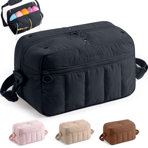 MYBAGZING Crochet Bag Organizer Knitting Bag Yarn Storage for Crochet Hook - color: Black, size: Medium - 12"