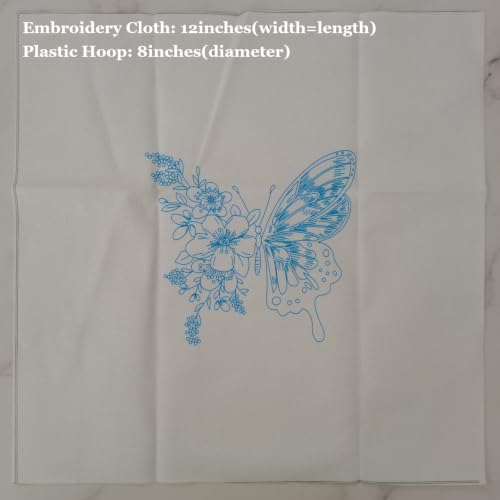 Embroidery Starter Kit for Adult Beginner with Butterfly Flower Pattern - color: Purple