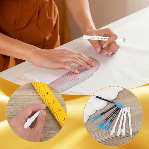 8pcs Fabric Markers for Sewing, Water Soluble Sewing Fabric Pencils with Tip Caps Tailors Chalk Tracing Tools for Quilting Tailoring Embroidery Dressmakers DIY Crafts (Blue, White)