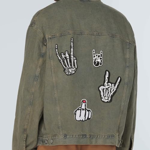 8PCS Skeleton Hand Patches, Punk Gothic Iron On Appliques for DIY Clothing - color: Skeleton Finger