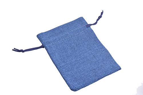 Sansam 50pcs 4.0X5.60 Inch Drawstring Burlap Gift Bags, Jute Jewellery Pouches, Small Navy Lining Burlap Favor Sacks For Herb, Spices, Jute Treat Bags for Christmas, Wedding, Party - color: Navy