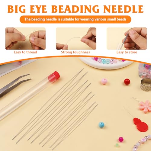 UOOU 39 Pcs Big Eye Beading Needles Long Straight Bead Needles - style: StyleA