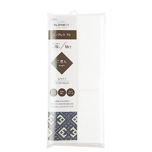 LECIEN 000029100 Cosmo Embroidered Fabric Congress 70 Precut Color 11.White 1.3 x 20.5 inches (35 x 52 cm) - color: 11.ホワイト