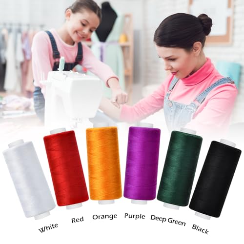 6 Pcs Sewing Thread Kit, 400 Yards Each Spool 402 Polyester Thread with Sewing Needle & Threader, Sewing Threads for Sewing Machine, Hand Stitching, Embroidery - color: colorful