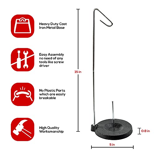 Heavy Duty Cast Iron Single Cone Spool Thread Stand Sewing Embroidery Quilt - color: Black