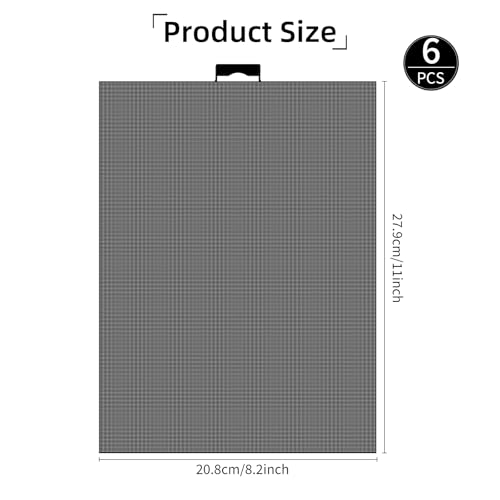 6 PCS 14 Count Plastic Mesh Canvas Sheets, 11x8.2 inch Plastic Cross Stitch Canvas for Cross Stitch, Embroidery, Knit,Crochet DIY Projects and Embroidery Making (Black) - color: Black