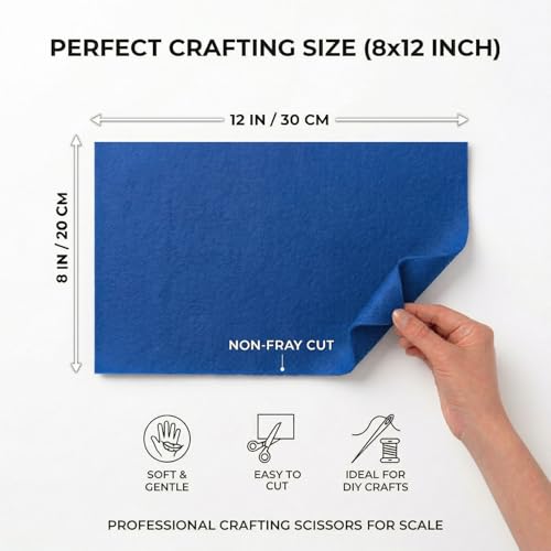 Soft Royal Blue Felt Fabric Sheets for Craft 8 x 12 Inch 20 Pcs 1.6mm Thick - color: Royal Blue