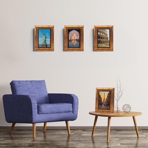 XUANLUO 4x6 Picture Frames Set of 4,Rustic Retro Photo Frame(Gold) - color: Gold-4pcs, size: 4×6 inch