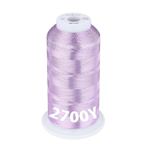 Simthread 2700 Yards Metallic Embroidery Machine Thread - Pastel Violet MS-024, 40wt High-Sheen King Spool, Smooth Running & Break Resistant for Commercial & Home Embroidery Machines - color: Pastel Violet MS-024