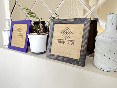 Rustic Wooden Square Picture Frames 8x8 - Set of 2 - Natural Solid Eco Wood with Real Glass for Wall Mounting and Tabletop Photo Frame - Purple - color: Purple