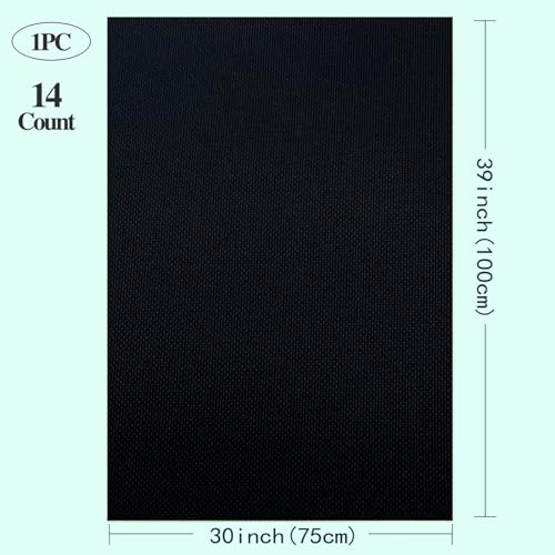 Aida Cloth 14 Count Cross Stitch Fabric Cross Stitch Aida Cloth for Embroidery and Needlework (Black, 30 * 39inch) - color: Black