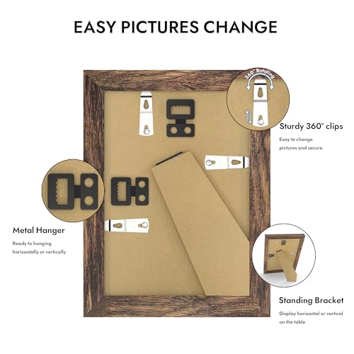 Hongkee 3.5x5 Picture Frame, Real Glass Wood Frame(Rustic Brown, 1 Pack) - color: Rustic Brown, size: 3.5X5 in