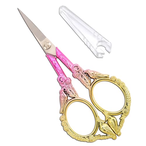 YOUGUOM Sewing Embroidery Scissors, Small Precision Shears - color: Golden Pink