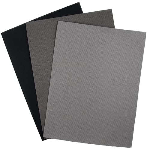 KCS 3 pc of 12" x 18"(30cmx45cm) 18CT Counted Cotton Aida Cloth Cross Stitch Fabric (Medium Grey+Dark Grey+ Black) - color: Medium Grey+dark Grey+ Black