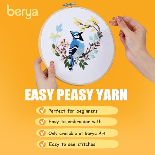 Hummingbird and Flower Embroidery Kit for Adults, DIY Embroidery Kits with Original Design Patterns, Learn to Embroider Kit Beginner with Needles and Thread, Clear Instructions and Video (BEB004) - color: birds red