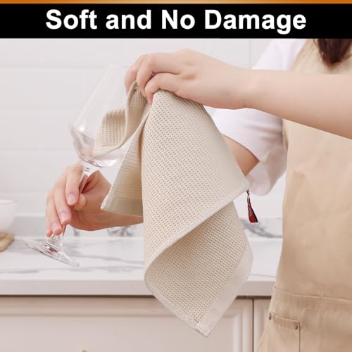 Homaxy 100% Cotton Waffle Weave Dish Cloths, 12 Pack, Beige - color: Begie, size: 12 x 12 - 12 Pack