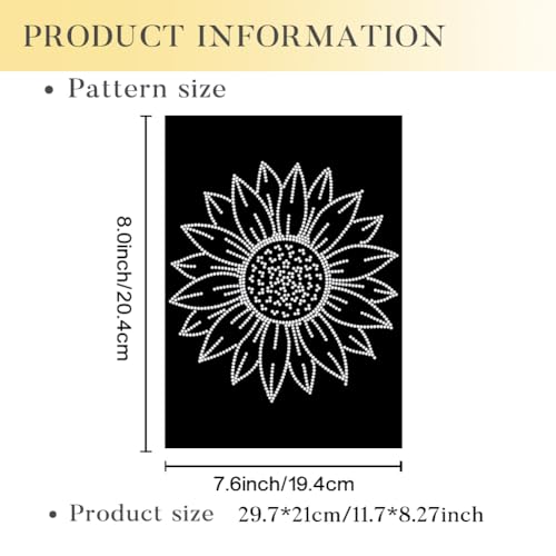 1 Pcs Sunflower Iron on Rhinestones Transfer, Spring Flower Hot Fix Iron on Patch Transfer Decals Crystal Heat Transfer Clothing Repair Decor for T-Shirt Hat Jacket Party - style: Sunflower
