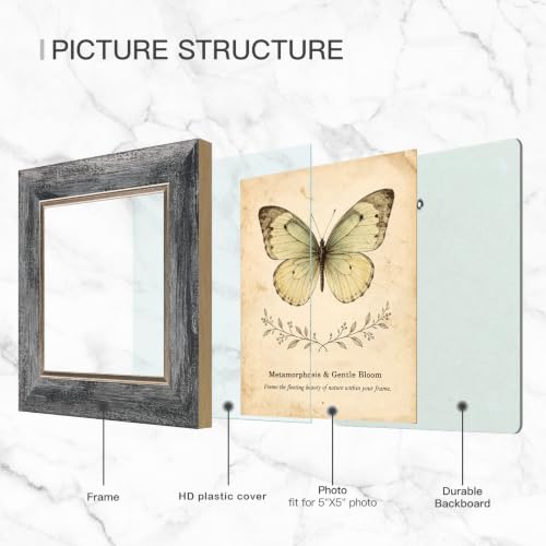 XUANLUO 5x5 Picture Frames Set of 4,Rustic Retro Photo Frame(Grey) - color: Grey-4pcs, size: 5 x 5 inch