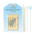 TUKUMO Gold Eye Embroidery Needles Crewel Needles Sewing Needles Set, 3 Size with 1 Threaders (Fine Type) - size: Fine Type