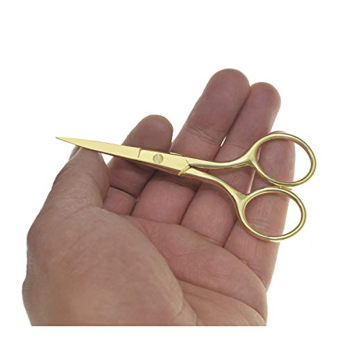 Multicolor Professional Grooming Scissors for Facial Hair Removal - color: Gold
