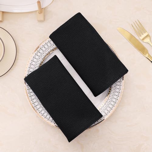 Homaxy 100% Cotton Waffle Weave Kitchen Towels, 4 Pack, Black - color: Black, size: 16 x 26 - 4 Pack