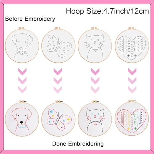 Louise Maelys 12 Pre-Stamped Embroidery Kit for Kids, Perfect for Ages 8-12 - color: cute embroidery kits