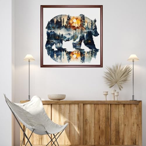 Dooxvey Cross Stitch Kits for Adults Beginners,Full Range of Cross-Stitch Stamped Kits Needlepoint Kits for Beginners Embroidery Kits 11CT Cross Stitch Patterns-Abstract Bear 18×18 inch - color: DIYartkit15