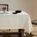 ZeeMart Grid Embroidered Square Hemmed Tablecloths 52x52in, Off-White - color: Off-white, size: 52" x 52" (Square)