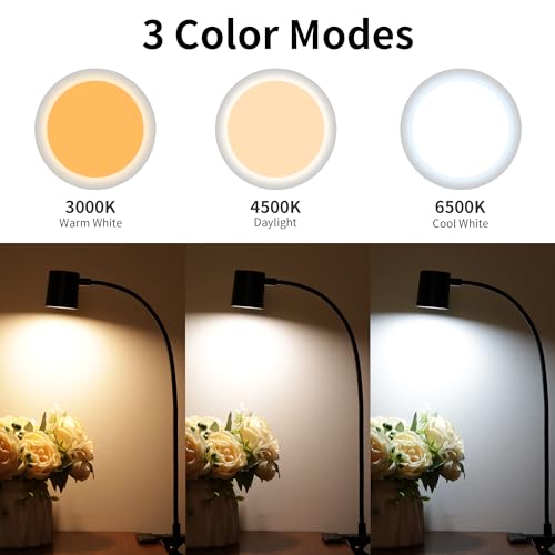 Desk Lamp USB Clip On Light,Book Lights for Reading at Night Clamp Light - color: Matte Black