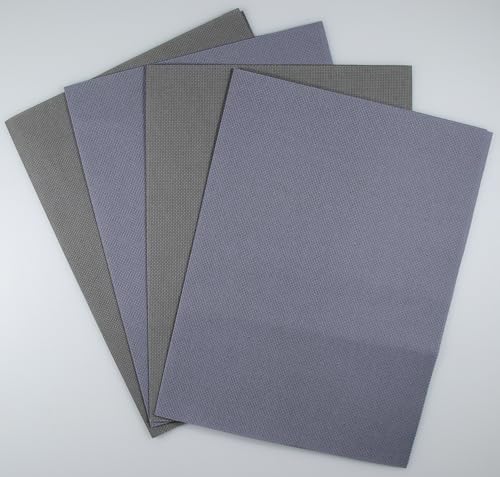 KCS 4/6 pc of 12" x 18"(30cmx45cm) 18CT Counted Cotton Aida Cloth Cross Stitch Fabric (4 pc,Light Steel Grey+Medium Grey) - color: Light Steel Grey+medium Grey, size: 4 pc
