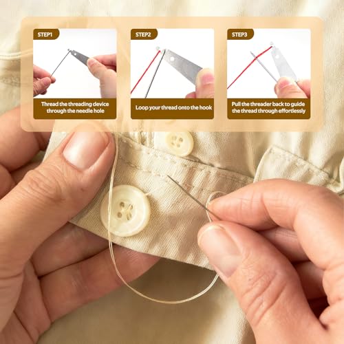 NTSDD 37 Pcs Large Eye Sewing Needles Kit for Hand Sewing with Threader