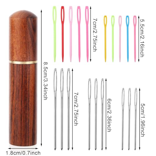 19pcs Large Big Eye Sewing Needles, Plastic Aluminium Yarn Weaving Needle Colorful Darning Blunt Needles for Yarn 4 Sizes Embroidery Needles Tapestry Needle for Knitting Crochet Yarn Accessories
