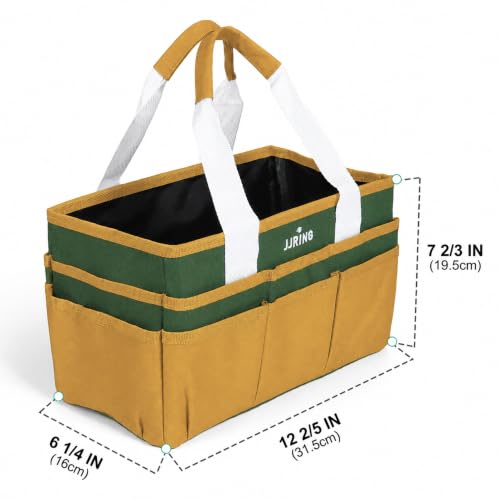 JJRING Craft Organizer Tote Bag Art Storage Caddy Deep Green and Yellow - color: Deep Green&Yellow, size: Small