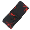 SmilerSmile Jewelry Travel Bag Embroidery Travel Jewelry Organizer with Tie Close Embroidered Flower Jewelry Roll for Women Girls (Red Leaf BLK) - color: Red Leaf Blk