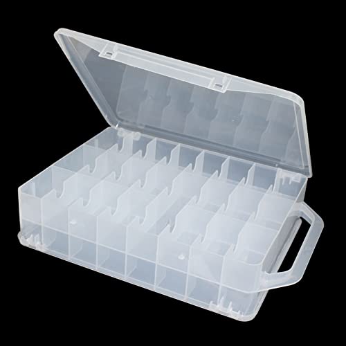 Double-Sided Storage Organizer 46 Grids Sewing Organizer Portable Thread Storage Box Clear Plastic Organizer Box for Embroidery and Sewing Threads, Beads, Small Crafts