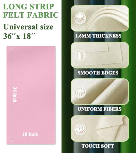 Light Pink Felt Fabric 36" X 18" 1.6mm Thick Soft Half Square Felt Sheet - color: Light Pink, size: 36'' x 18''