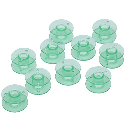 YEQIN 10 pcs Green Class 15 (A Size) Plastic Bobbins #X52800150 for Brother Babylock Singer Juki Sewing Machines - color: Green